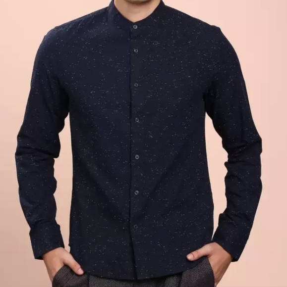 Scotch & Soda Other - Scotch & Soda Essential Collarless Button Down Shirt, Navy/White Speck, Med, EUC